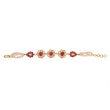 Floral Ruby & Polki Silver Bracelet