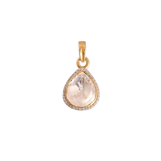 Noor Polki Drop Silver Pendant - Small