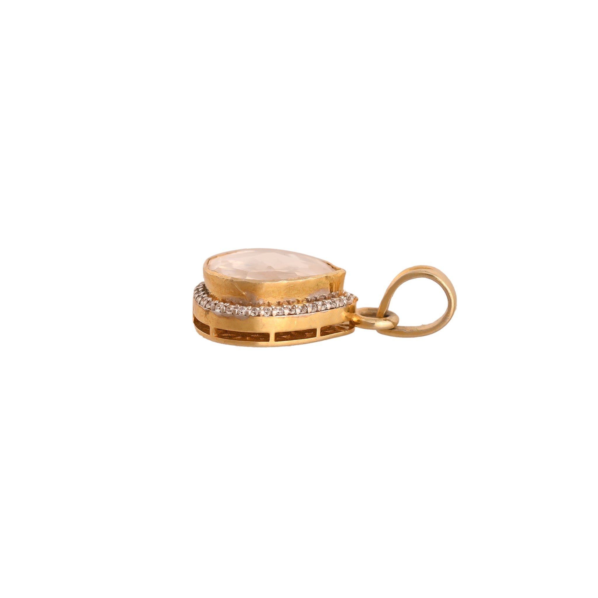 Noor Polki Drop Silver Pendant - Small