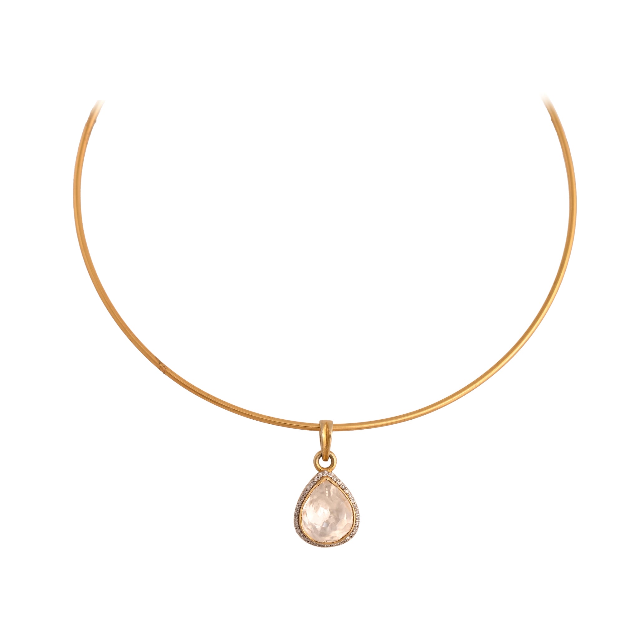 Noor Polki Drop Silver Pendant - Small