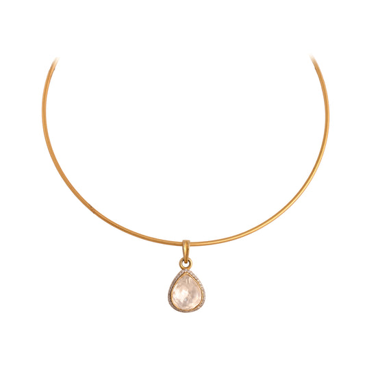 Noor Polki Drop Silver Pendant - Small