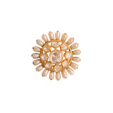 Noor Bloom Polki & Pearl Silver Ring
