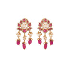 Gul Lotus Ruby & Polki Silver Earrings