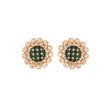 Floral Polki & Green Meenakari Silver Earrings