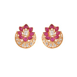 Gul Lotus Ruby & Polki Silver Earring