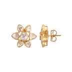 Noor Polki Flower Silver Stud Earrings