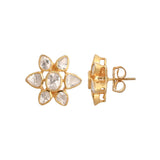 Noor Polki Flower Silver Stud Earrings