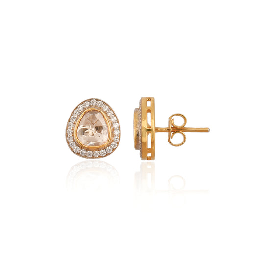 Noor Pear Polki Silver Studs
