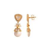 Polki & Unshaped Pearl Silver Drop Earrings