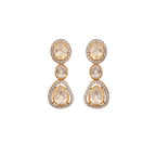 Noor Polki Pear Drop Silver Earrings