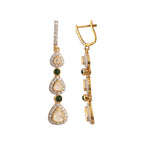 Rain Drops Polki Silver Earrings - Long