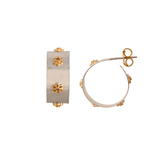 Orbit Silver Floral Hoops