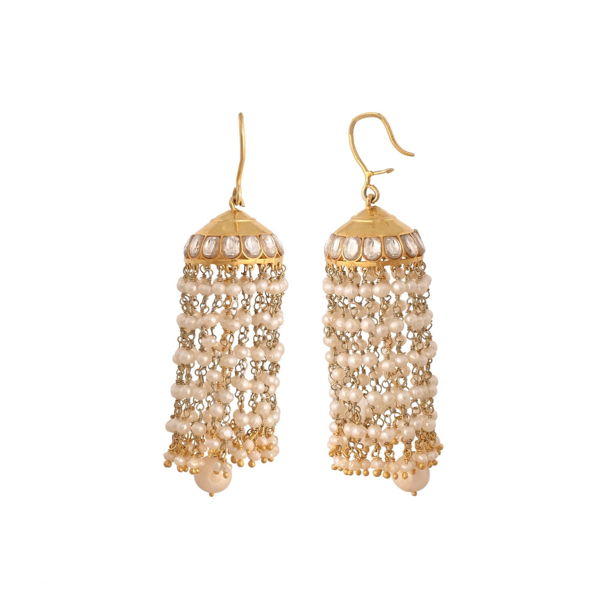 Mehr Pearl & Polki Silver Jhumki