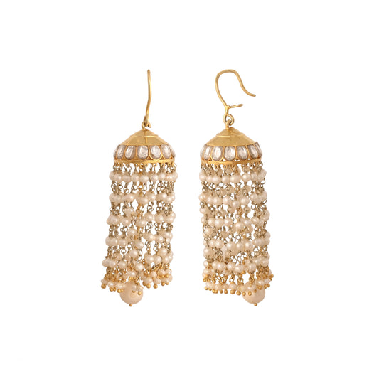 Mehr Pearl & Polki Silver Jhumki
