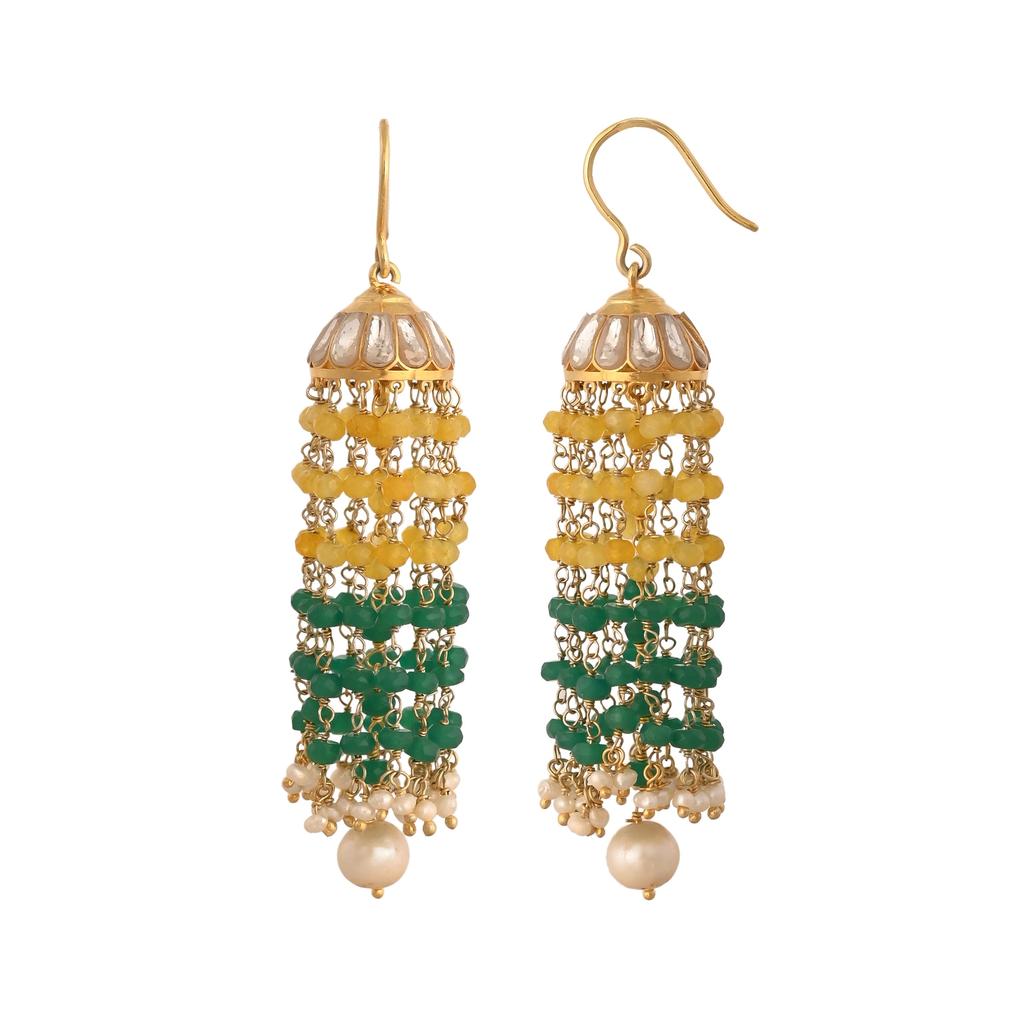 Mehr Sapphire, Emerald & Polki Silver Jhumki
