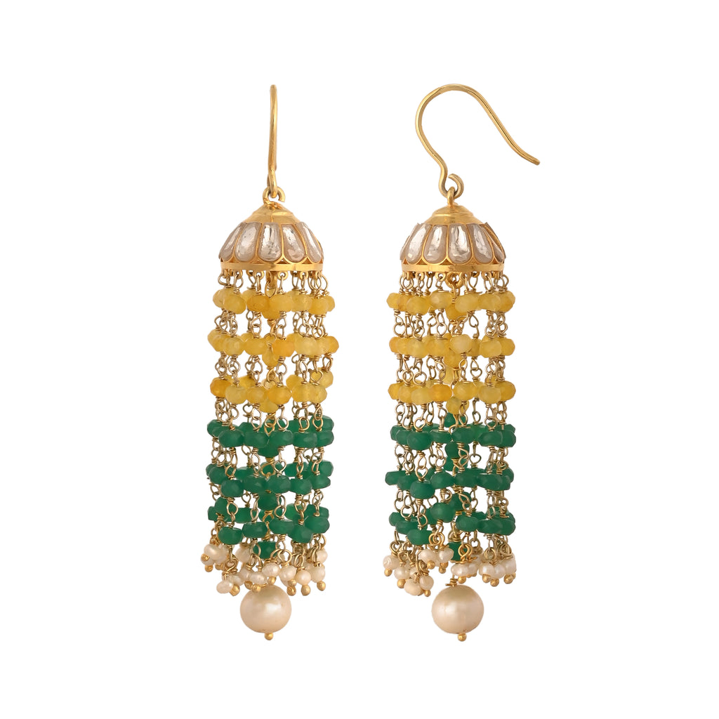 Mehr Sapphire, Emerald & Polki Silver Jhumki