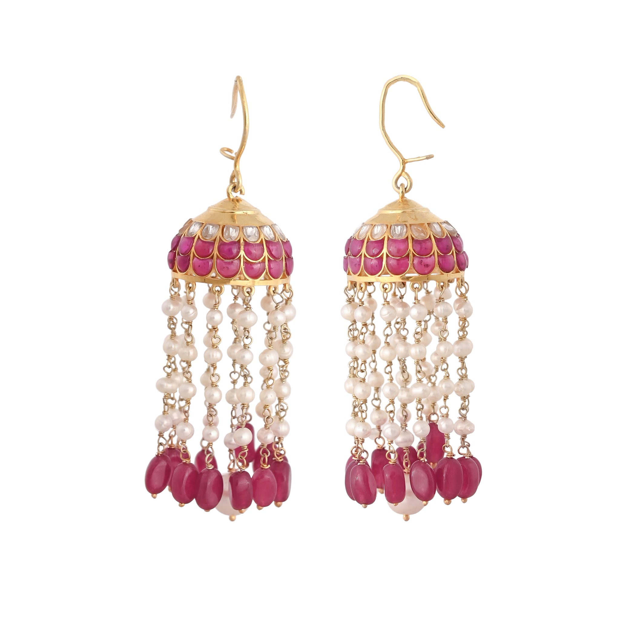 Mehr Ruby, Pearl & Polki Silver Jhumki