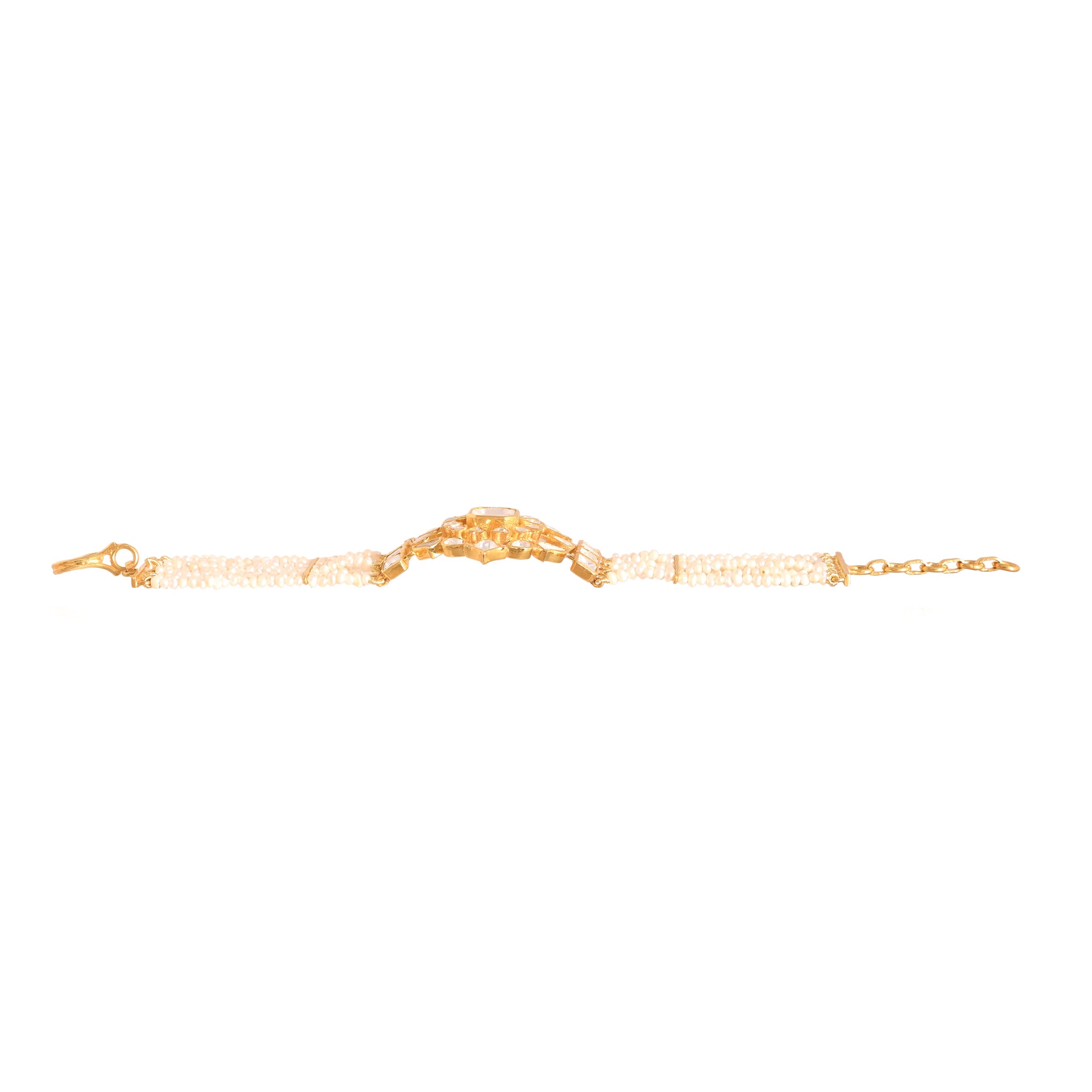Noor Polki Silver Adjustable Bracelet with Pearls