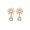Noor Floral Polki Drop Silver Earrings