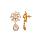 Noor Floral Polki Drop Silver Earrings