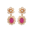 Ruby Drop Floral Silver Earrings