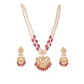Gulnaar Ruby & Polki Silver Pearl Necklace Set