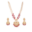 Gulnaar Ruby & Polki Silver Pearl Necklace Set