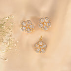 Noor Floral Polki Silver Pendant Set