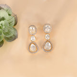 Noor Polki Pear Drop Silver Earrings