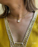 Noor Polki Drop Silver Pendant - Small