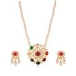Navratna Polki Silver Necklace Set