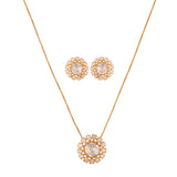 Noor Bloom Polki Silver Chain Necklace Set