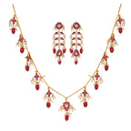 Gulnaar Ruby Bloom Silver Chain Necklace Set