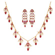 Gulnaar Ruby Bloom Silver Chain Necklace Set