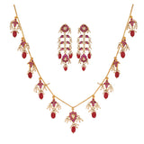 Gulnaar Turquoise Bloom Silver Chain Necklace Set